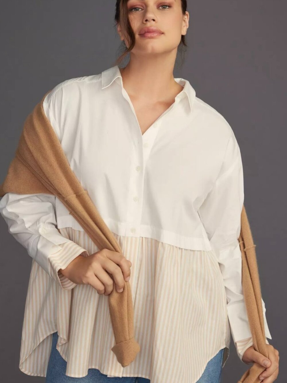 By Anthropologie Twofer Layered Buttondown Shirt Size Large